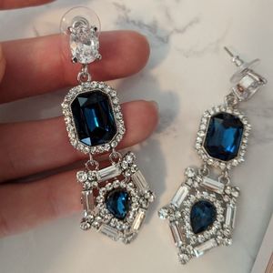 Blue art deco bridal earrings (NWOT)